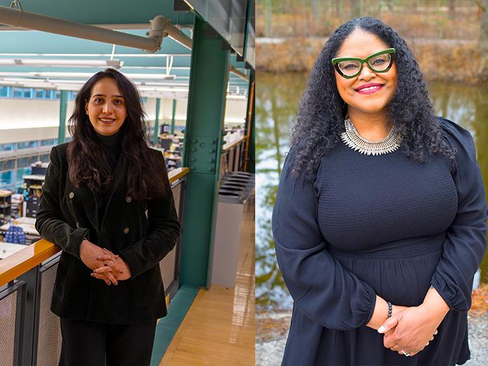 Side by side photos of young women