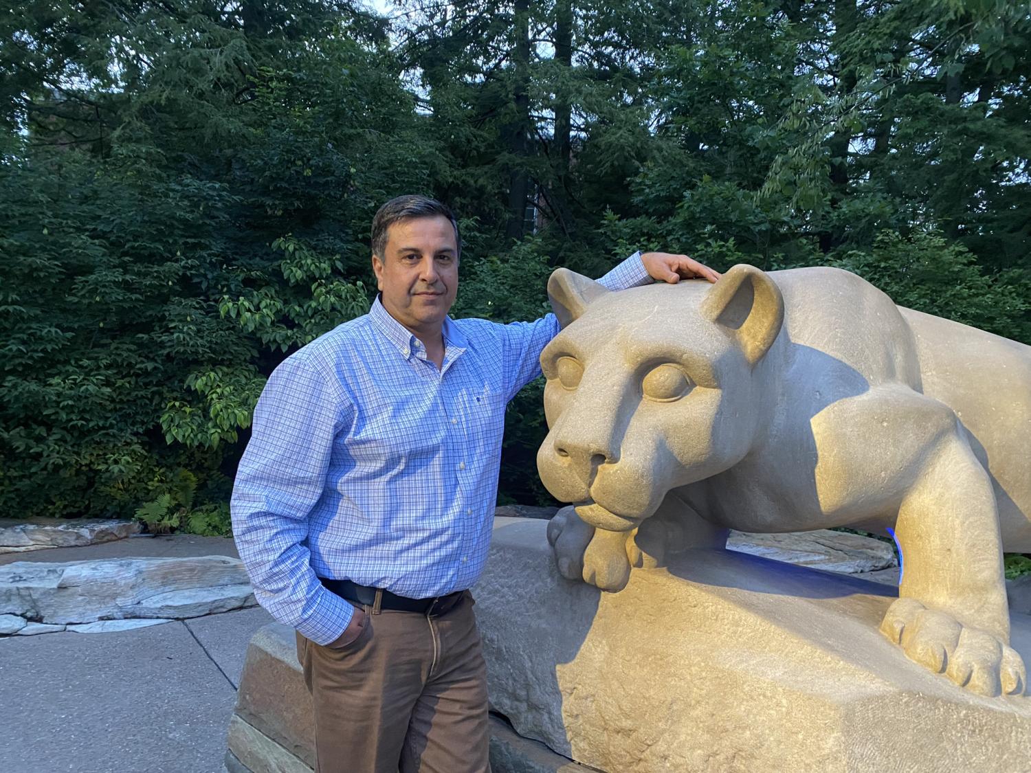 professor with statue
