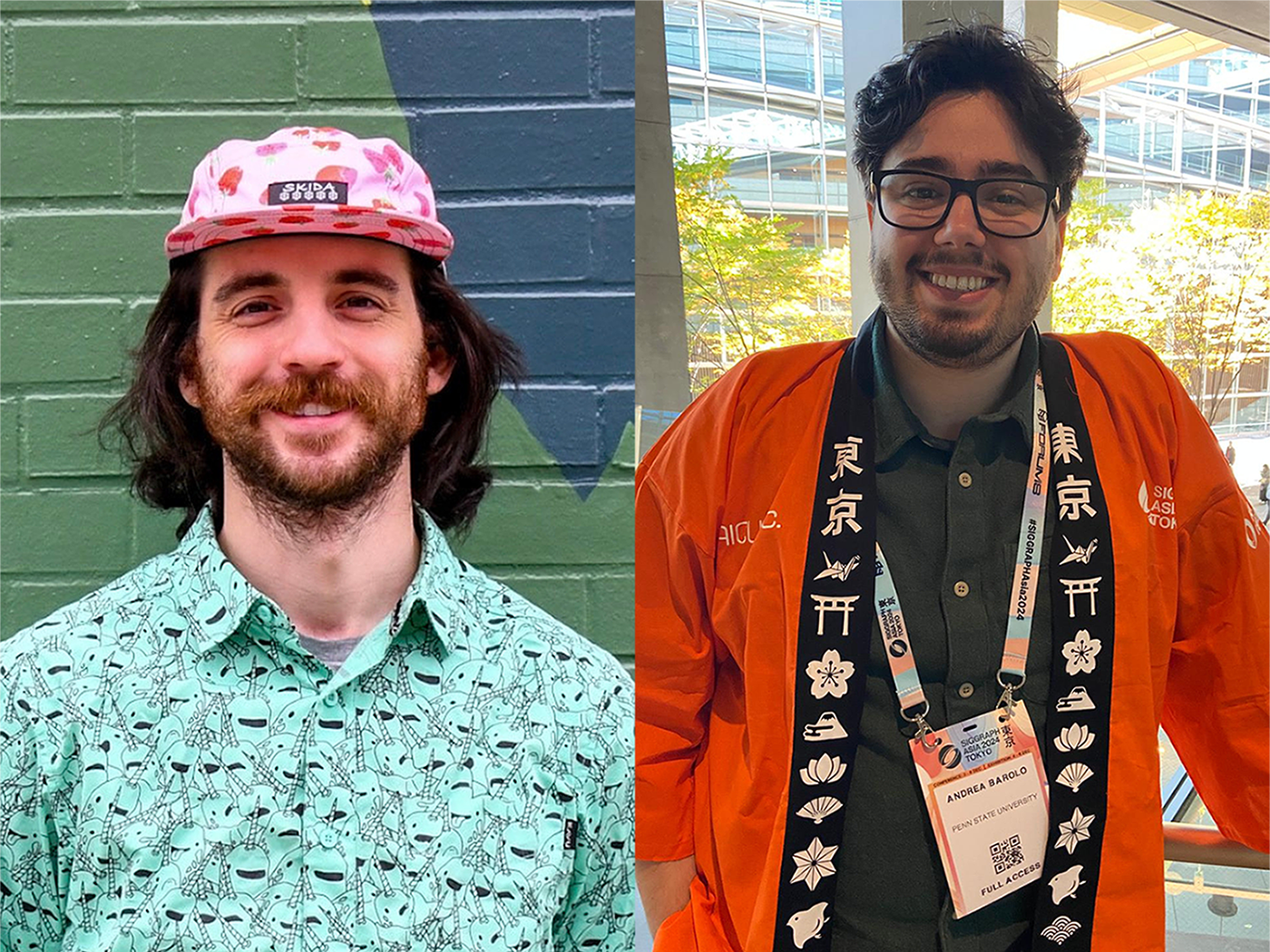 A digital collage of two photos of two smiling students.