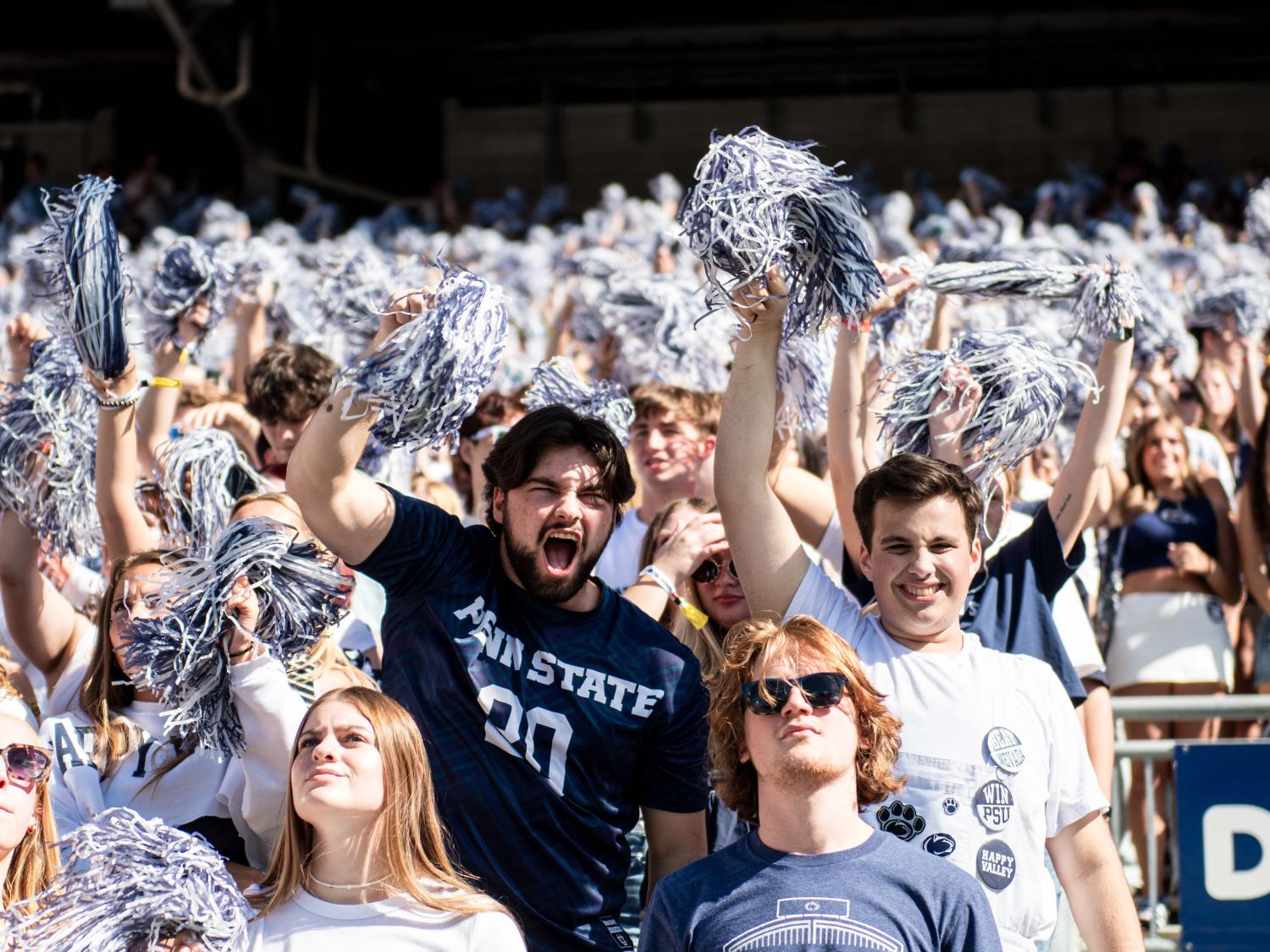 A student yelling in the fan section