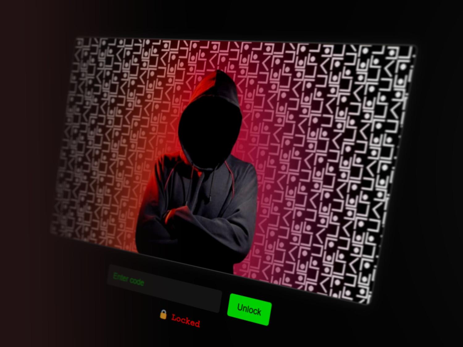 computer screen of mysterious code blocking access