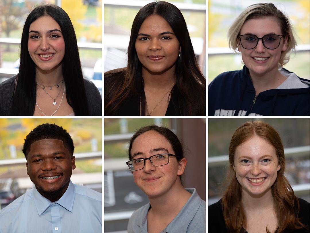 Collage of images of: Giulia Cantella, Dhruvikumari Patel, Justice “Phoenix” VanSkyhawk, Carolyn Albert, , Malcolm Jenkins, Madeline Reese