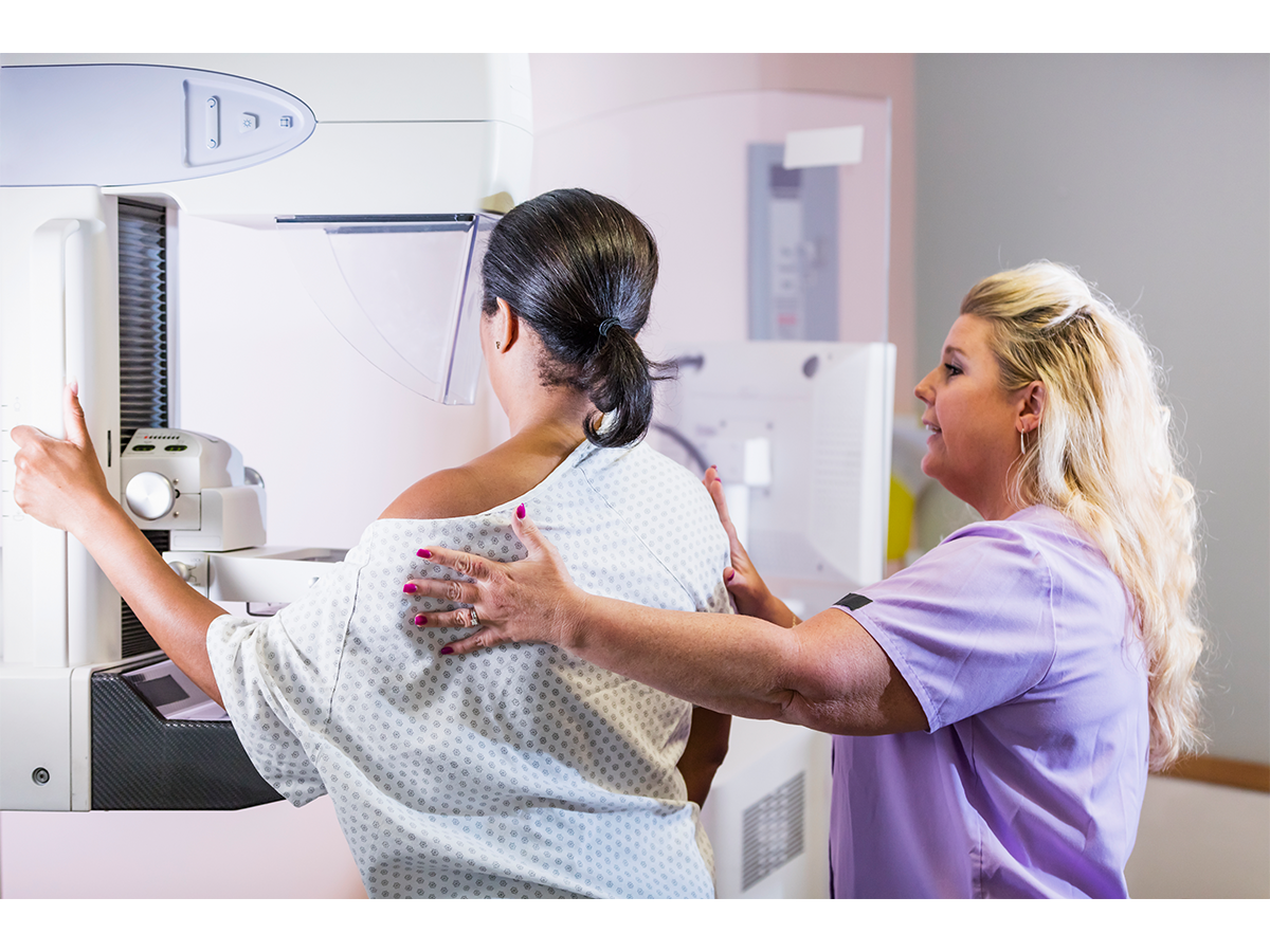 Woman getting a mammogram