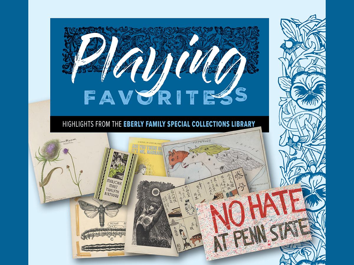 Playing Favorites in cursive font and a selection of color images 