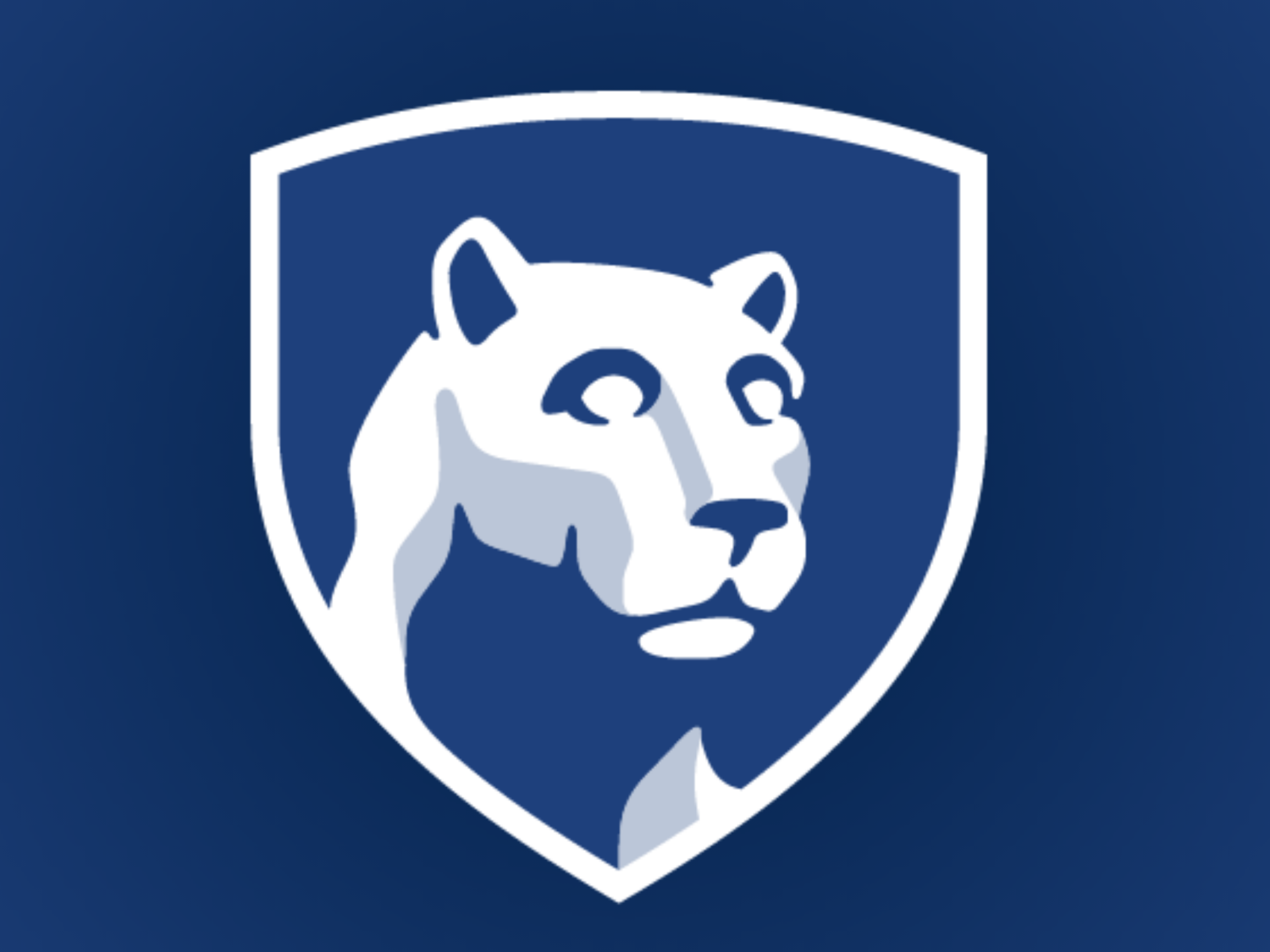 a graphic of the blue and white penn state academic shield 