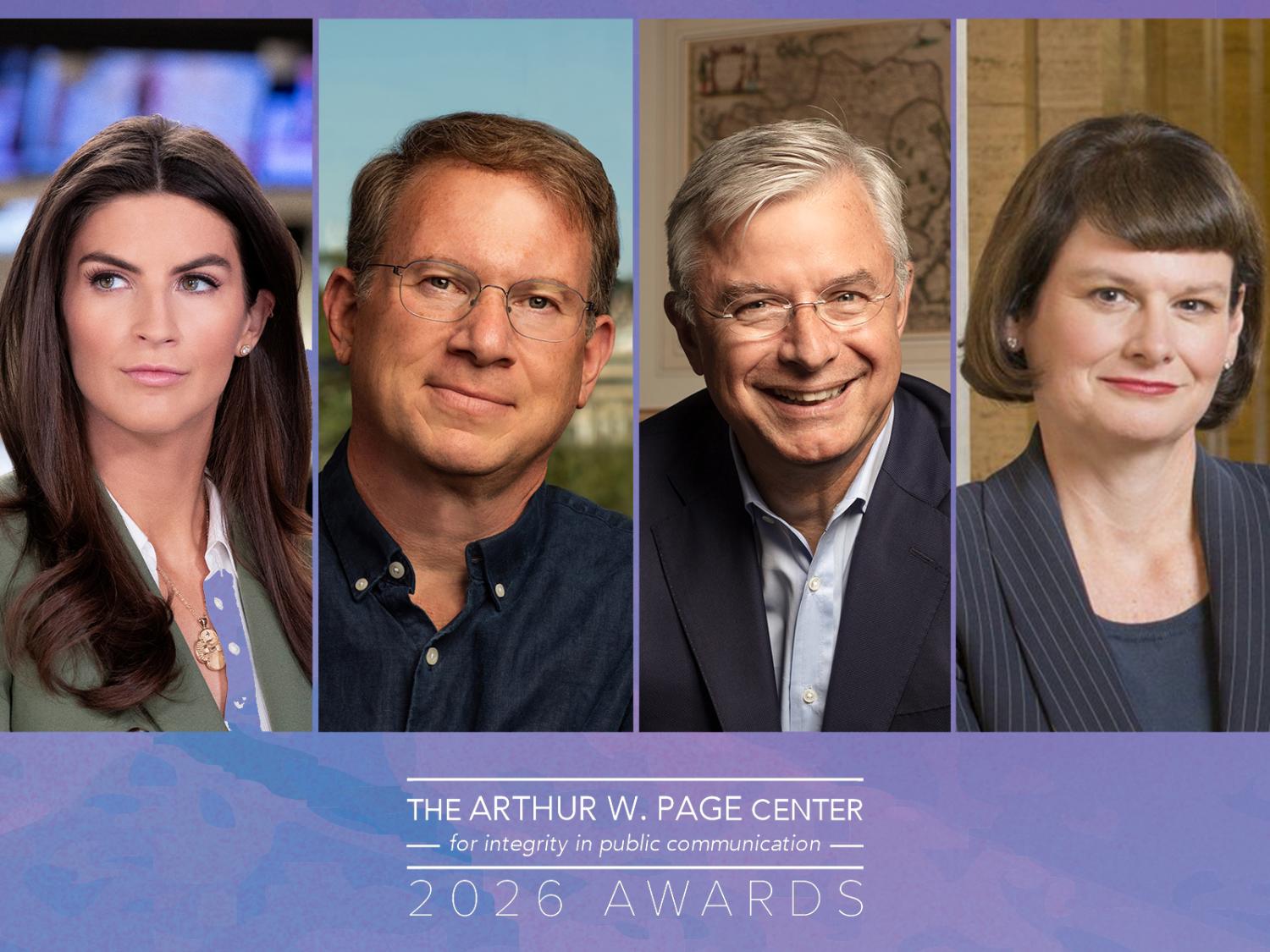 Kaitlan Collins, Jeffrey Goldbert, Hubert Joly and Kelli Parsons. The 2026 Page Center Awards honorees