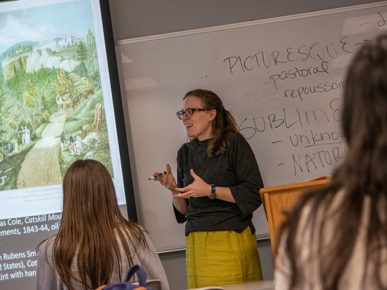 Mariah Kupfner teaches in a classroom