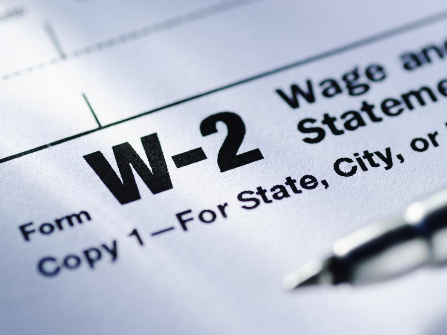 A close-up of a W-2 tax form