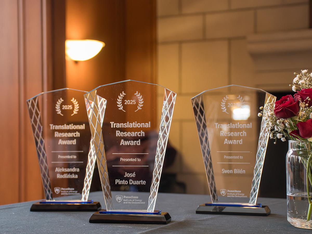 Awards sitting on a table