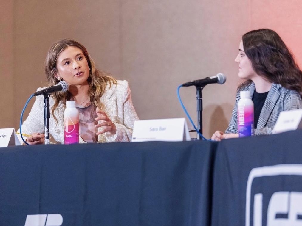 Brooke Beamesderfer competing in collegiate Farm Bureau contest.