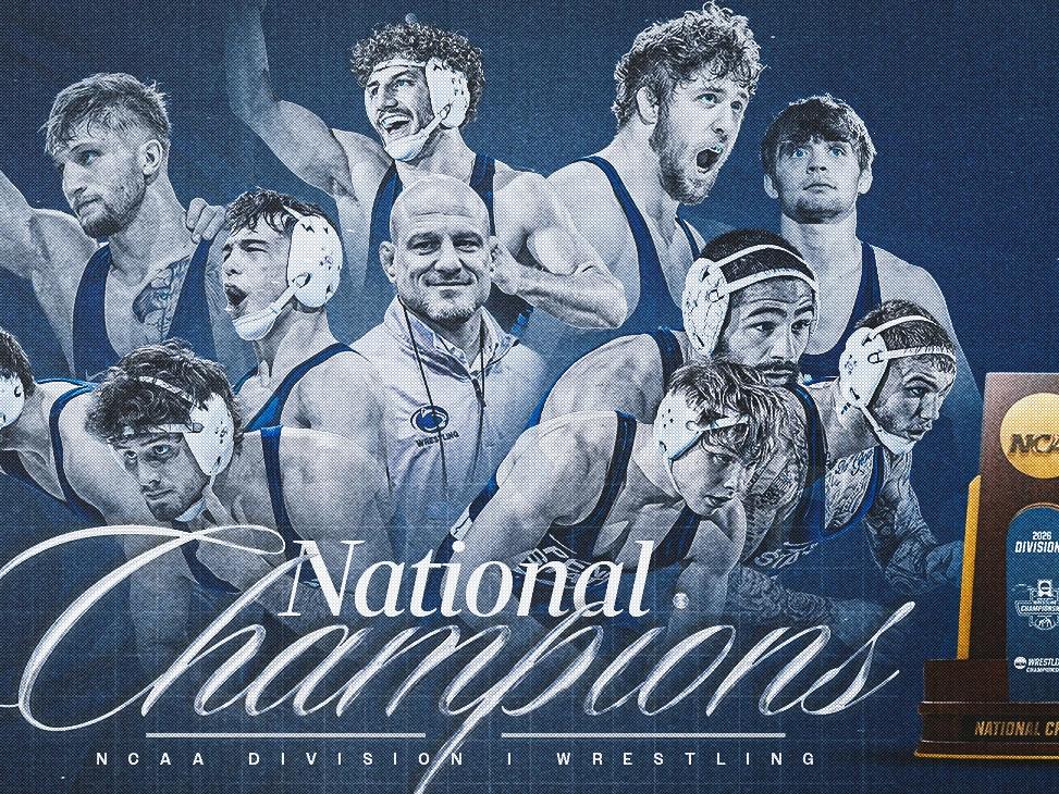 Graphic collage of wrestlers