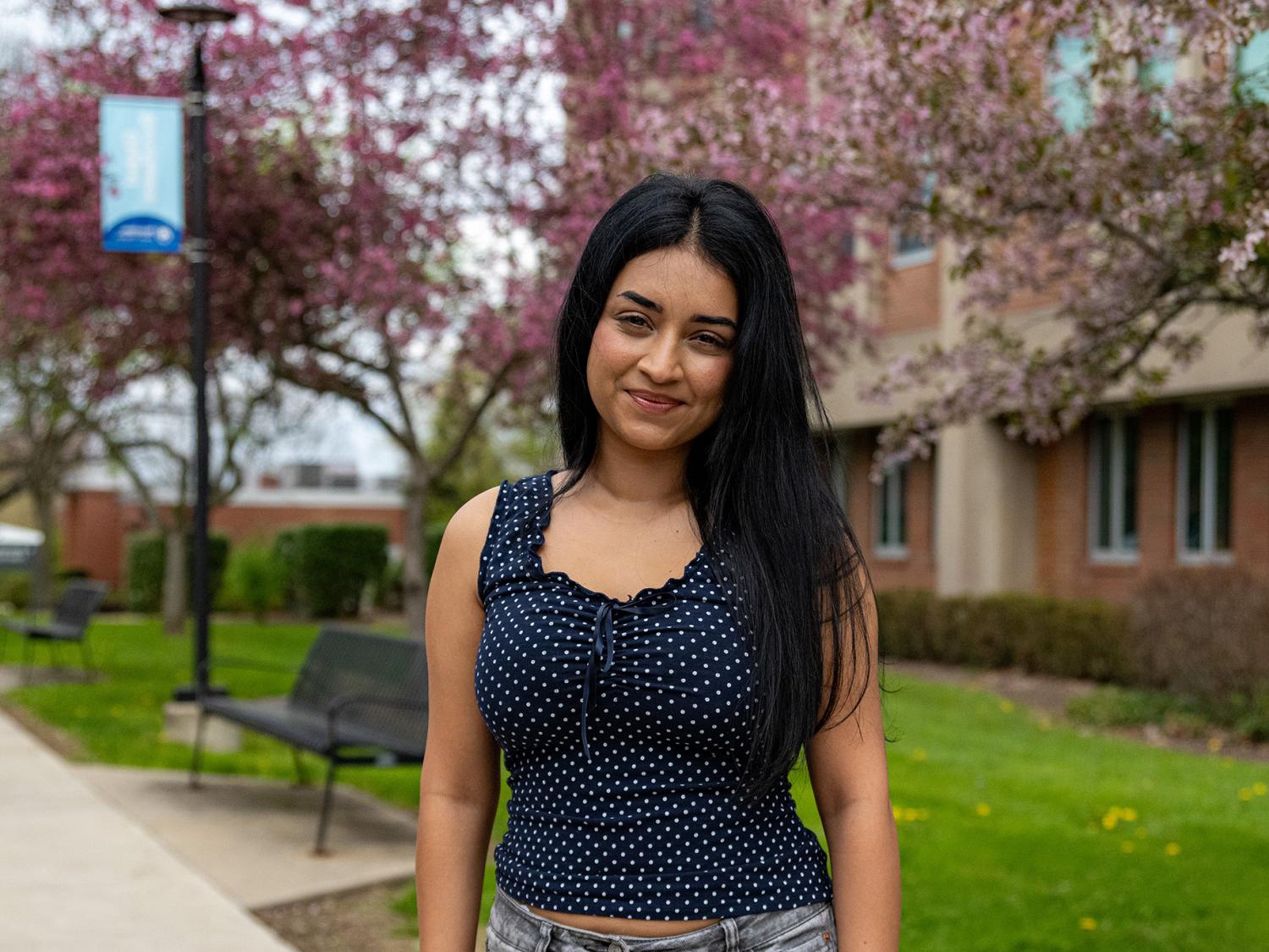Penn State Greater Allegheny student Tapashya Ghimirey standing outside.