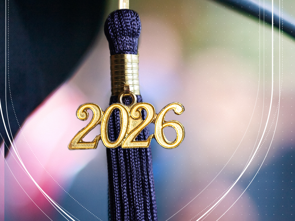 A image of a graduation cap tassel with the number 2026