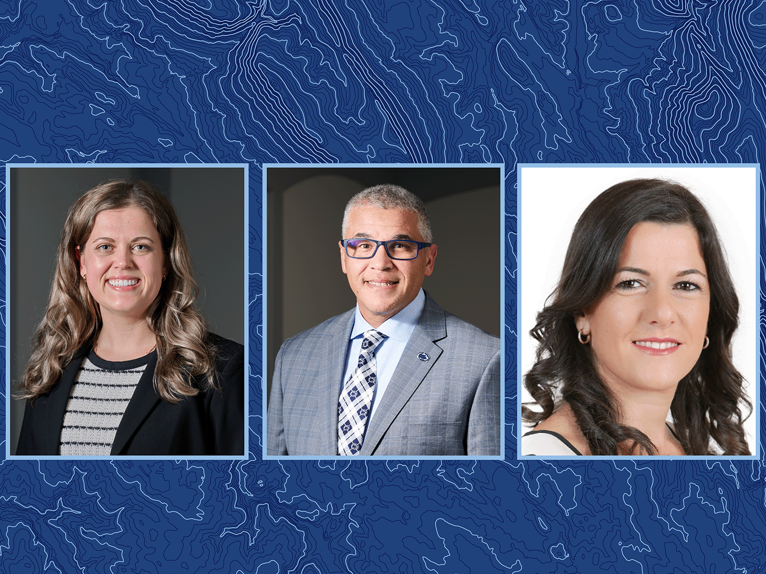 Headshot grid of Ashley Kuzmik, David Mayzck and Maya Nehme, 2026 Fox Graduate School Alumni Society Award Winners