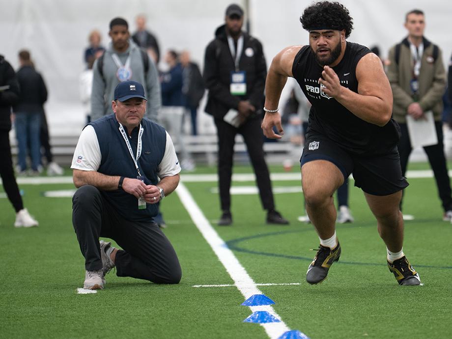 Man running in front of scout