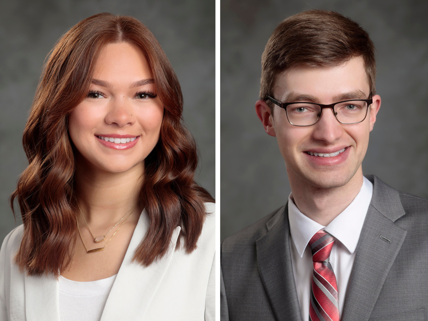 Individual headshot images of Pacelyn King and Brayden Rogowski