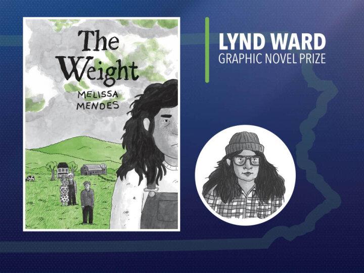 cover of "the Weight" graphic novel, by Melissa Mendes, with headshot drawing  