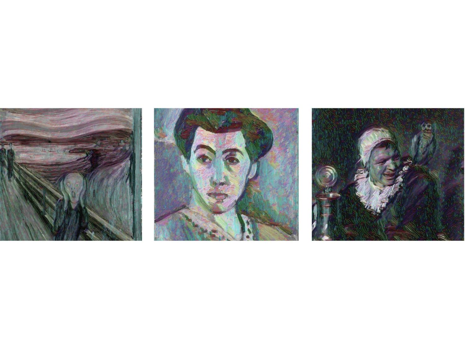 Three Impressionist paintings in a row