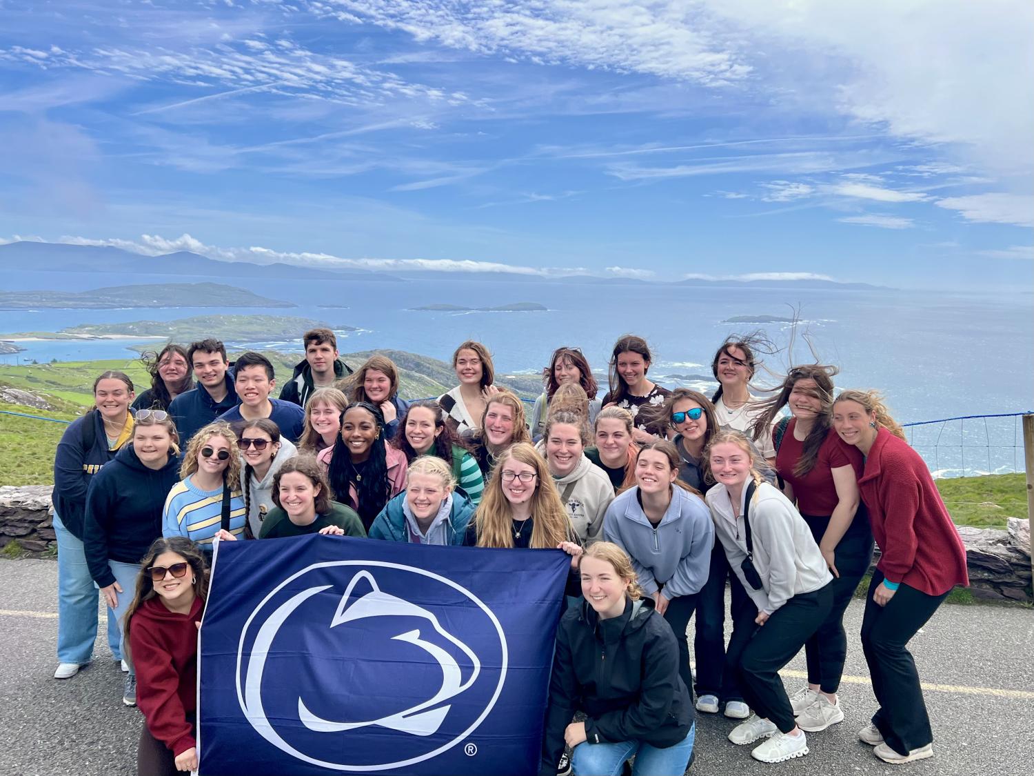 Penn State students posing on a trip to Ireland.