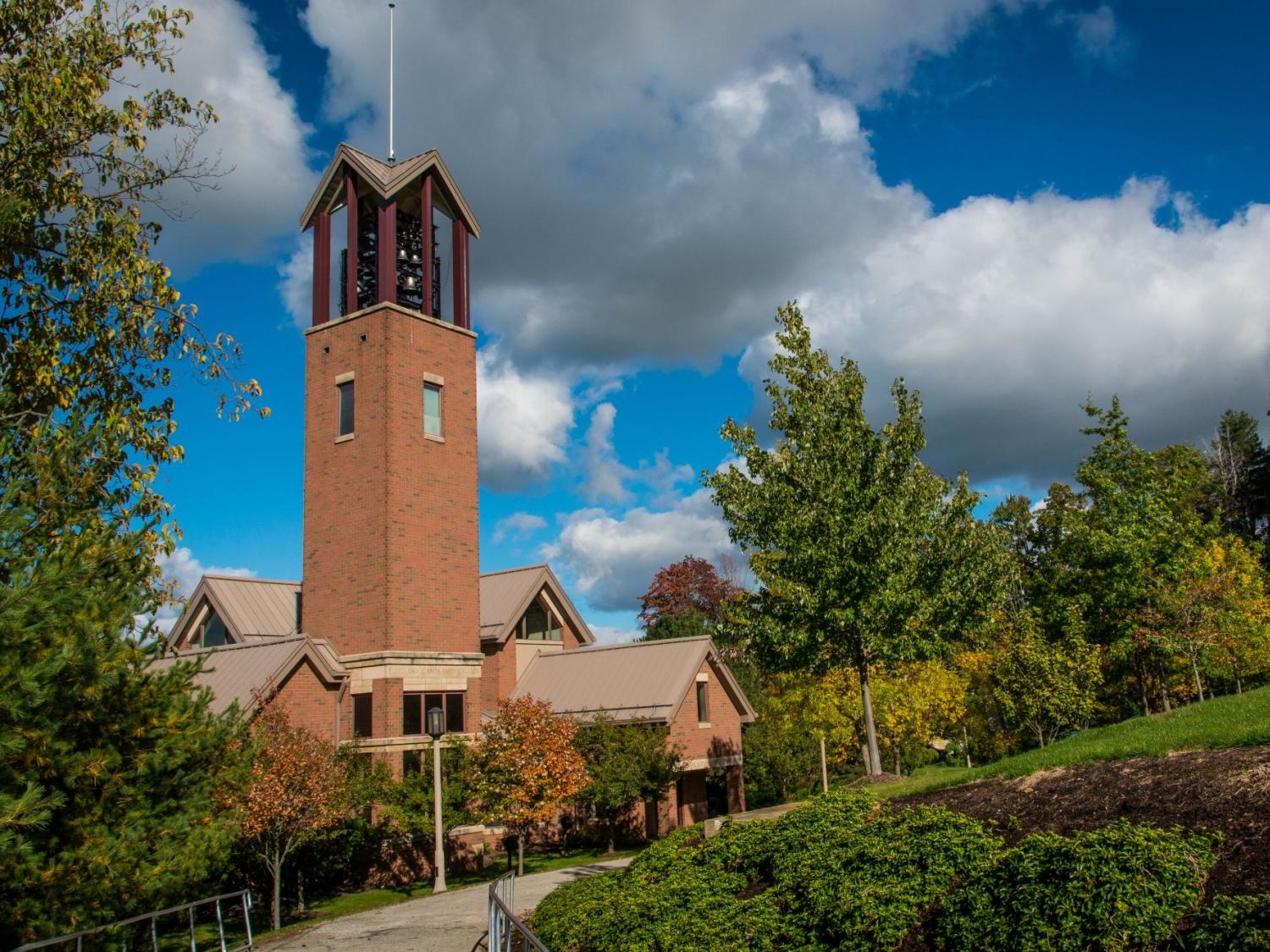 The Smith Chapel and carillon bell tower at Penn State Behrend