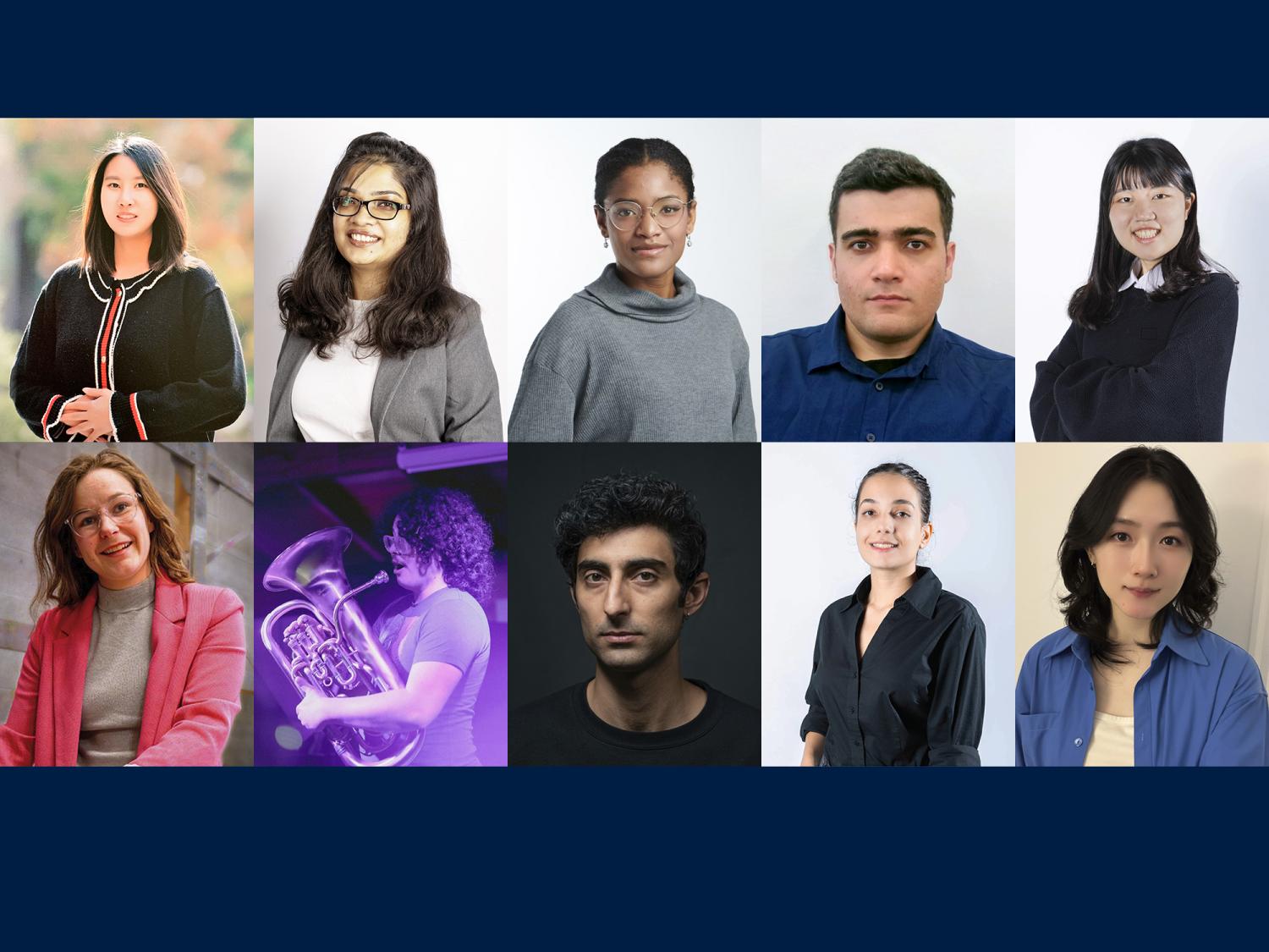 A composite image of 10 college-age men and women. 