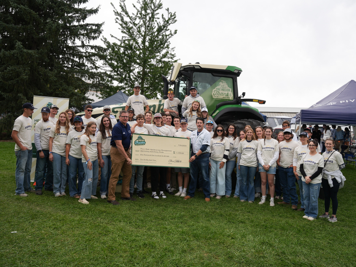 A group accepting the check donation