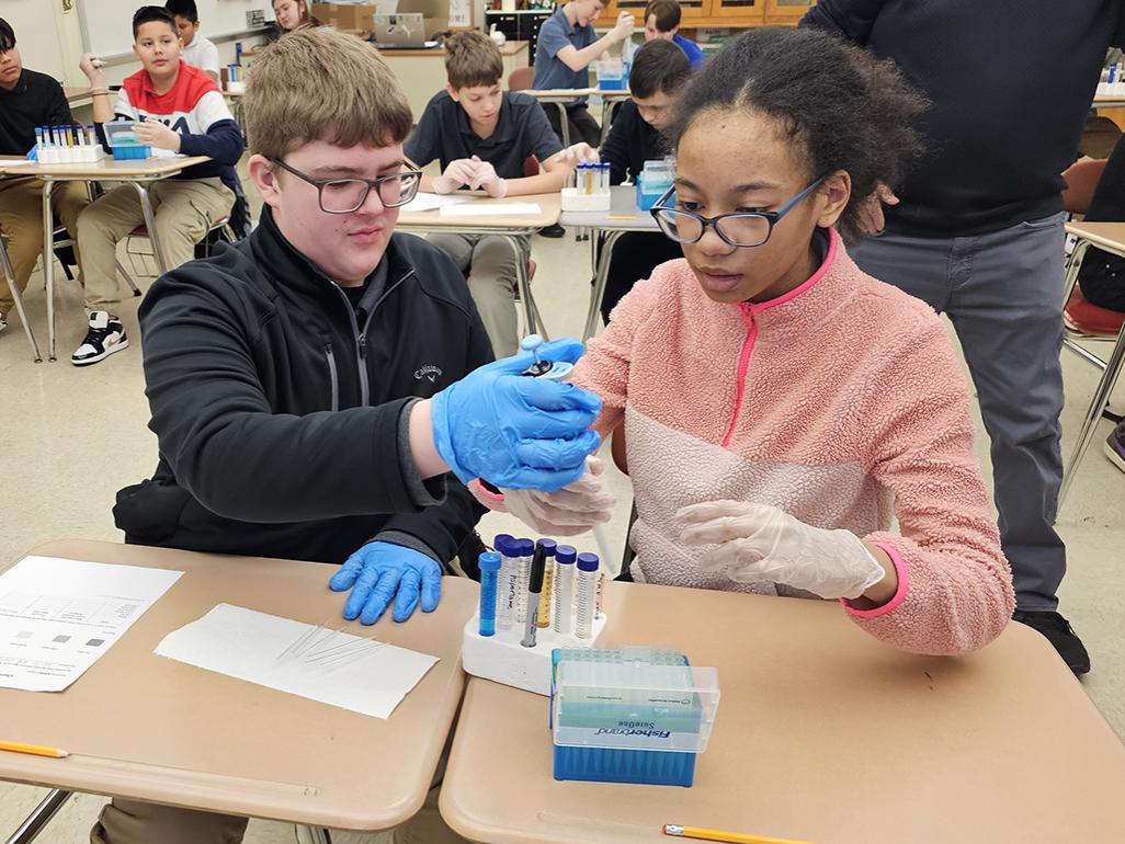 Two students working on a project