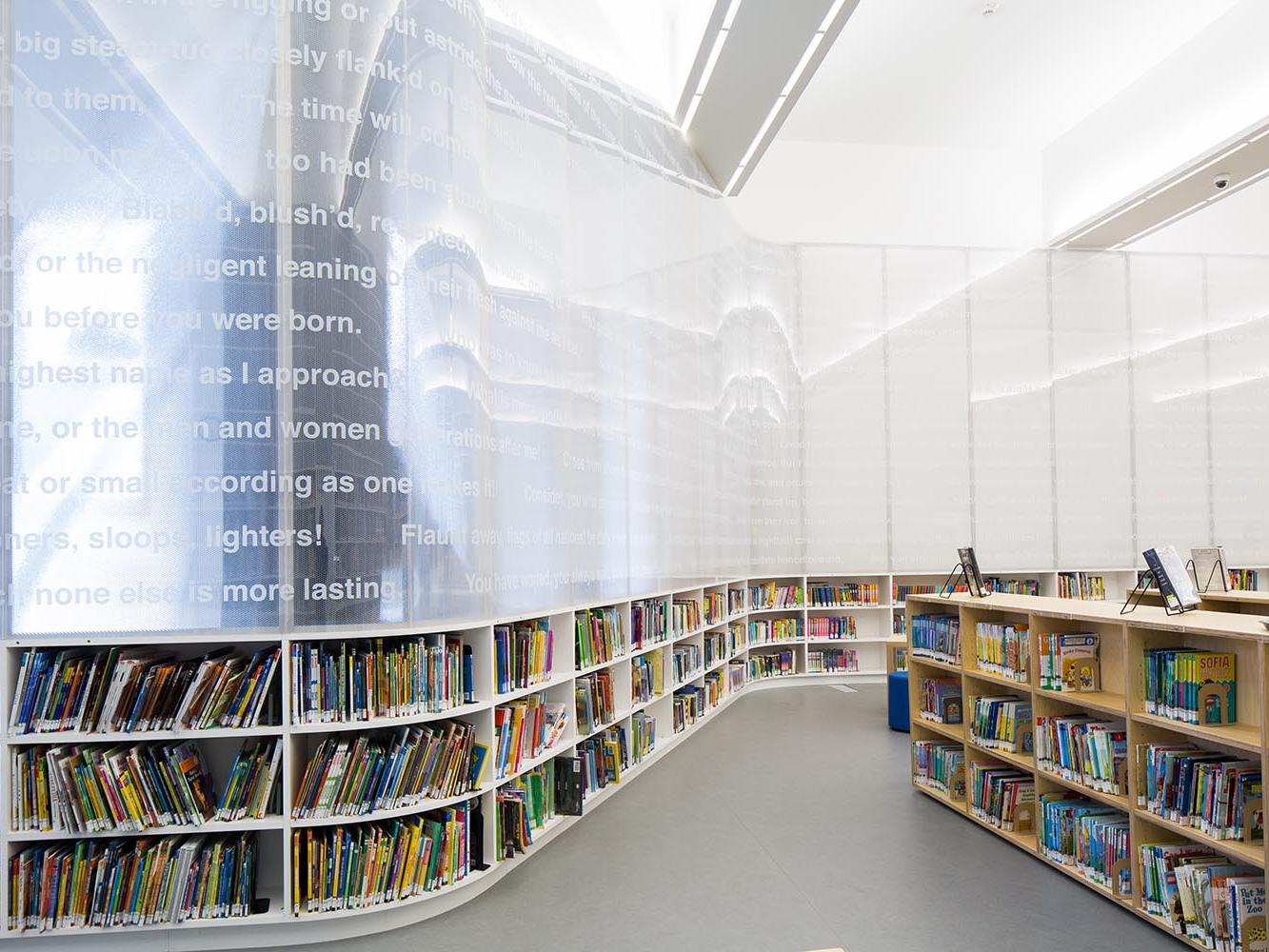 The interior of a library designed by LEVENBETTS.