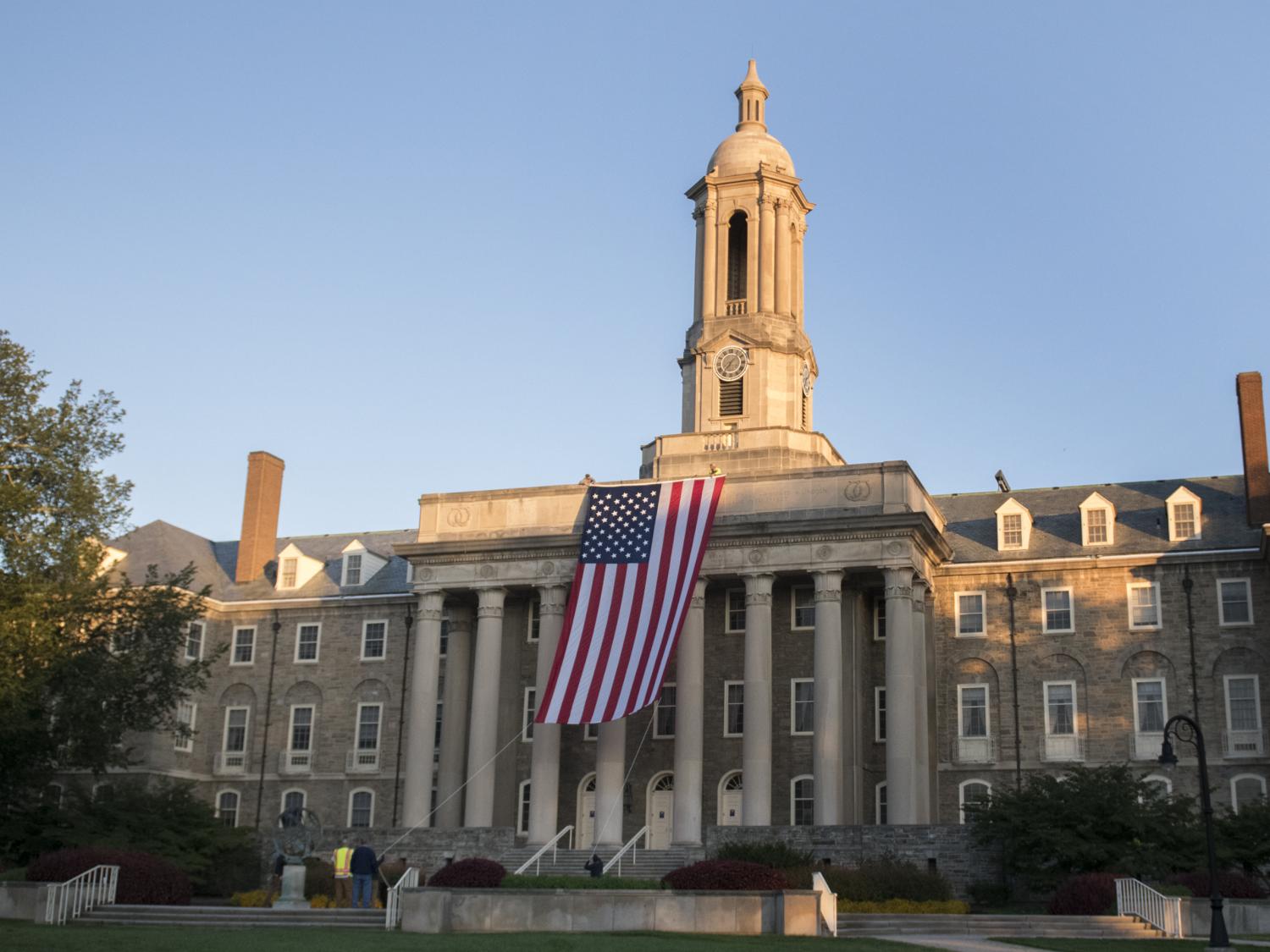 flag placement at Old Main for 9/11
