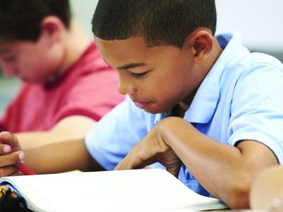 Minority students studying