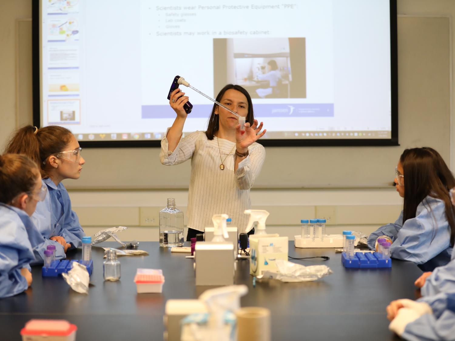 Seventh-grade girls learning STEM at Penn State Brandywine