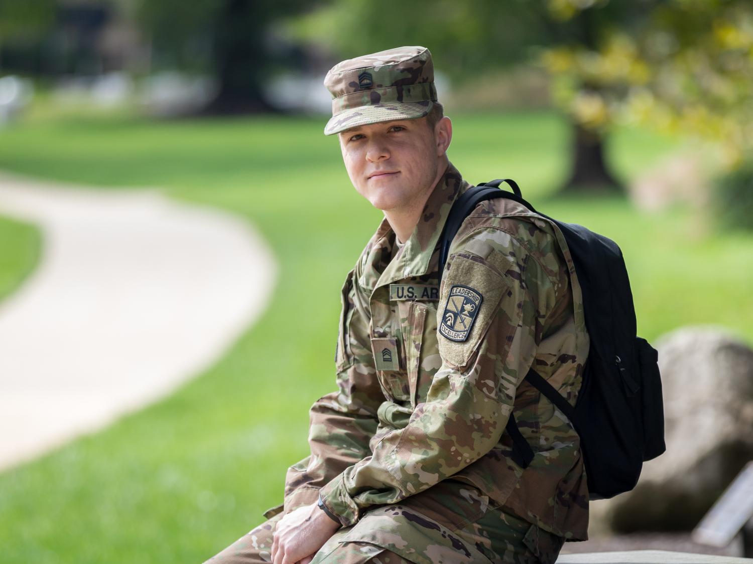 Michael Green wearing his ROTC uniform at Penn State Brandywine