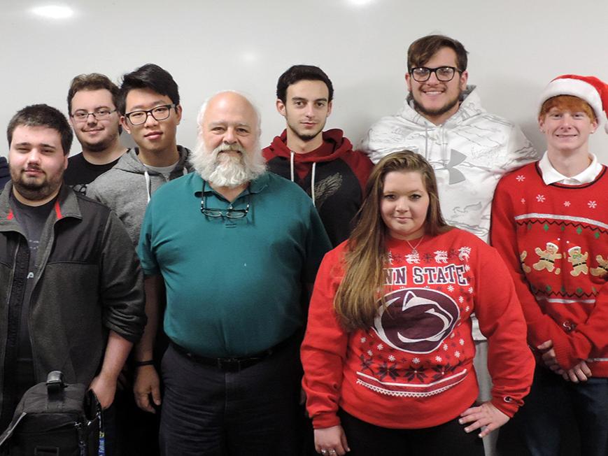 Pictured are, from left, first row: Kendall Mitchell, Andrew Charnovich, Meredith, and Danielle Shirosky. Second row: Christopher Kesterson, Justin Quaranto, Dairui Yang, Marco Morici, and Cara Jackson.