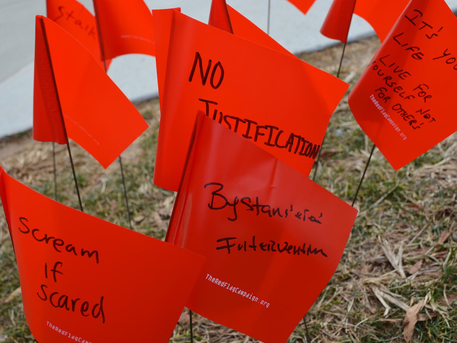 Red flags in the ground