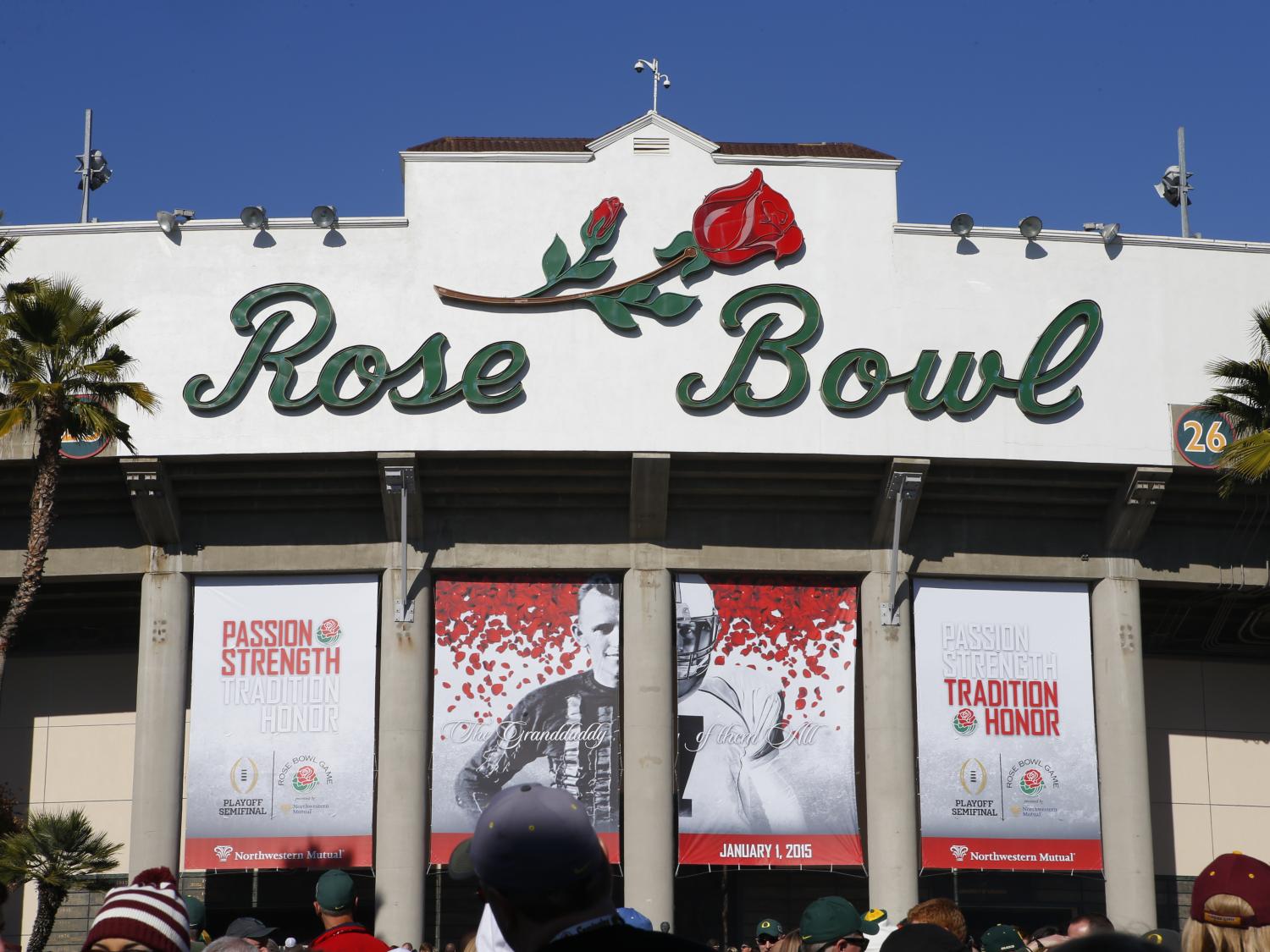 Exterior of Rose Bowl stadium