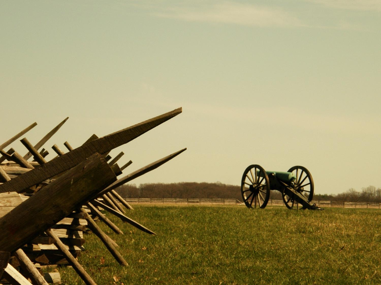 Cannon and barricade at Gettysburg