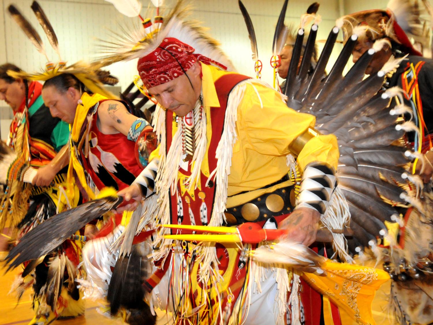 Drummers at the New Faces of an Ancient People Traditional American Indian Powwow