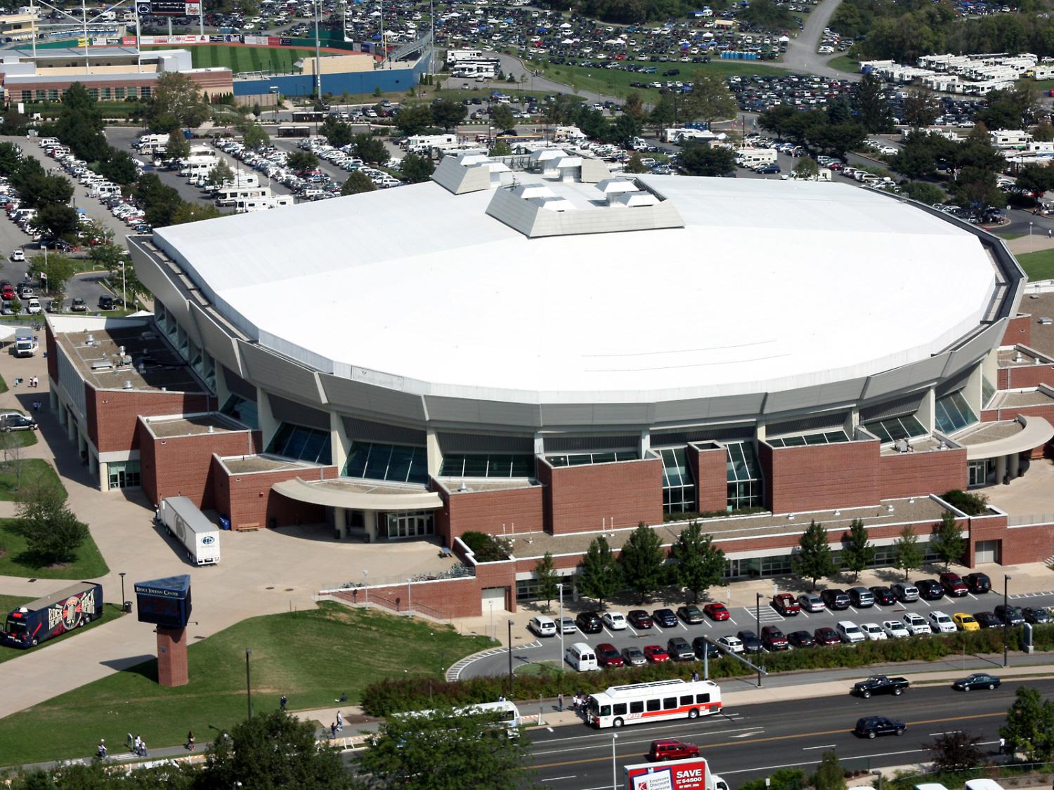 Aerial photo of the Bryce Jordan Center