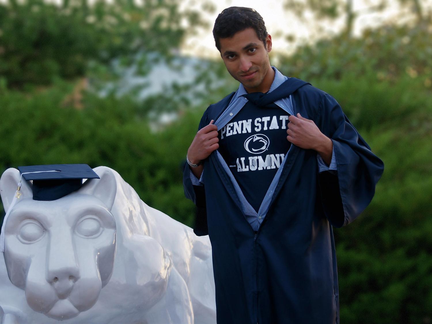 Craig Miranda pictured next to Lion Plaza at Penn State Behrend.