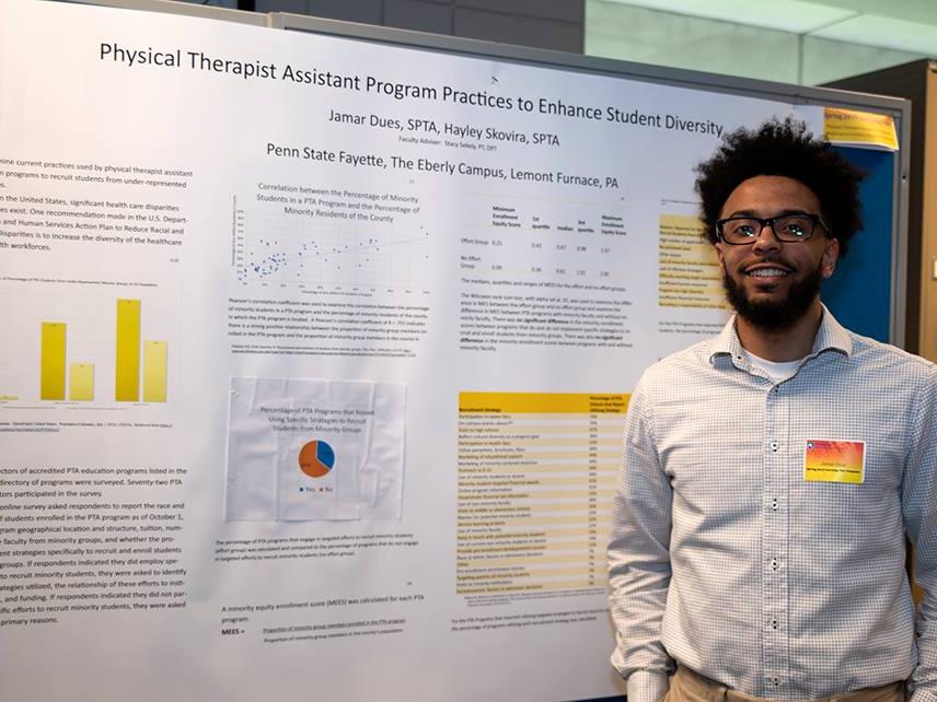 Jamar Dues, second-place winner of the Undergraduate Research Awards for "Physical Therapist Assistant Program Practices to Enhance Student Diversity"