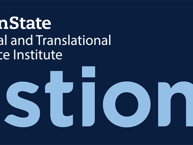 An image with the Penn State CTSI logo, featuring the Penn State shield, the stylized logo for 5 Questions and a head and shoulders photo of Susan Mohammed