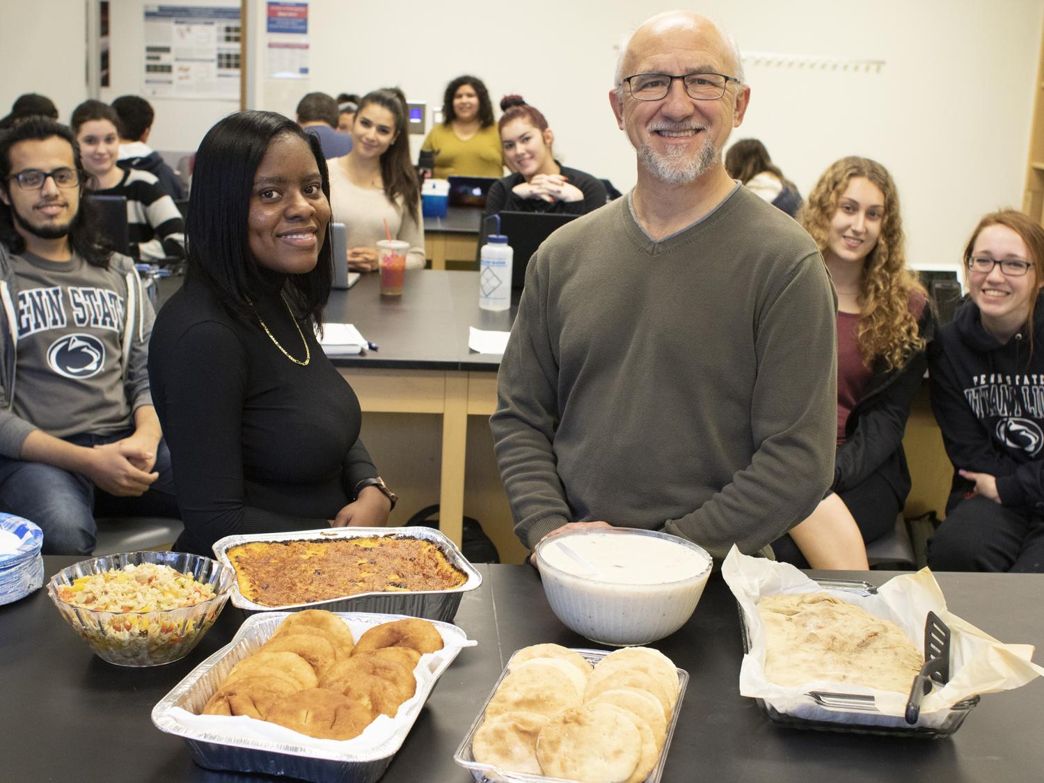 Kennesha Busby and Mark Boudreau of Penn State Brandywine in class. 