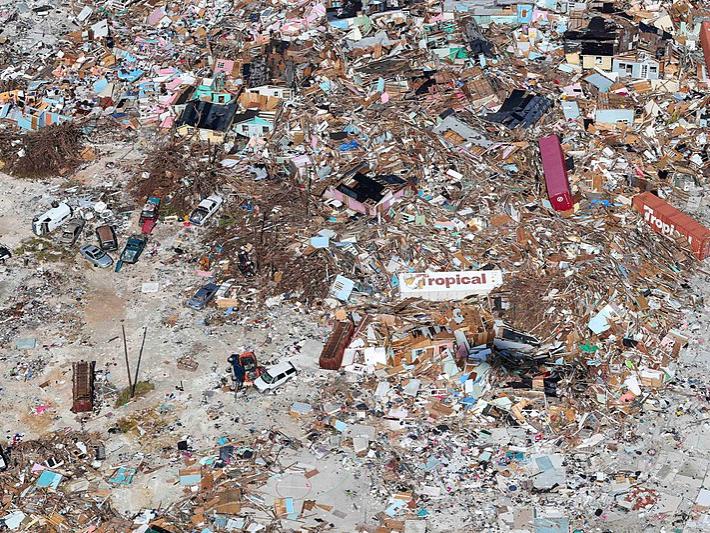 Totally destroyed area of the Bahamian Island of Abaco
