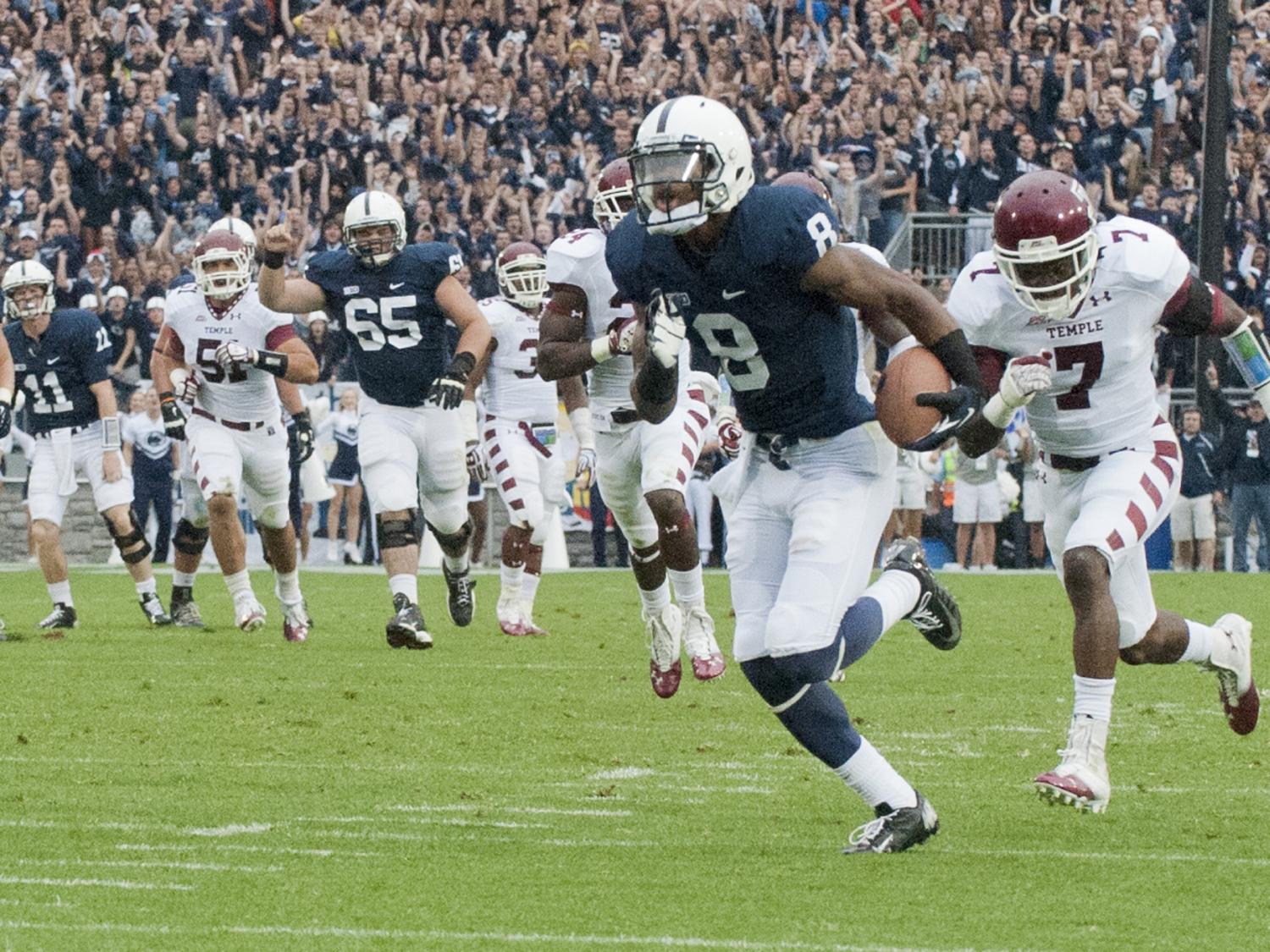 Penn State wide receiver Allen Robinson runs for a touchdown vs. Temple