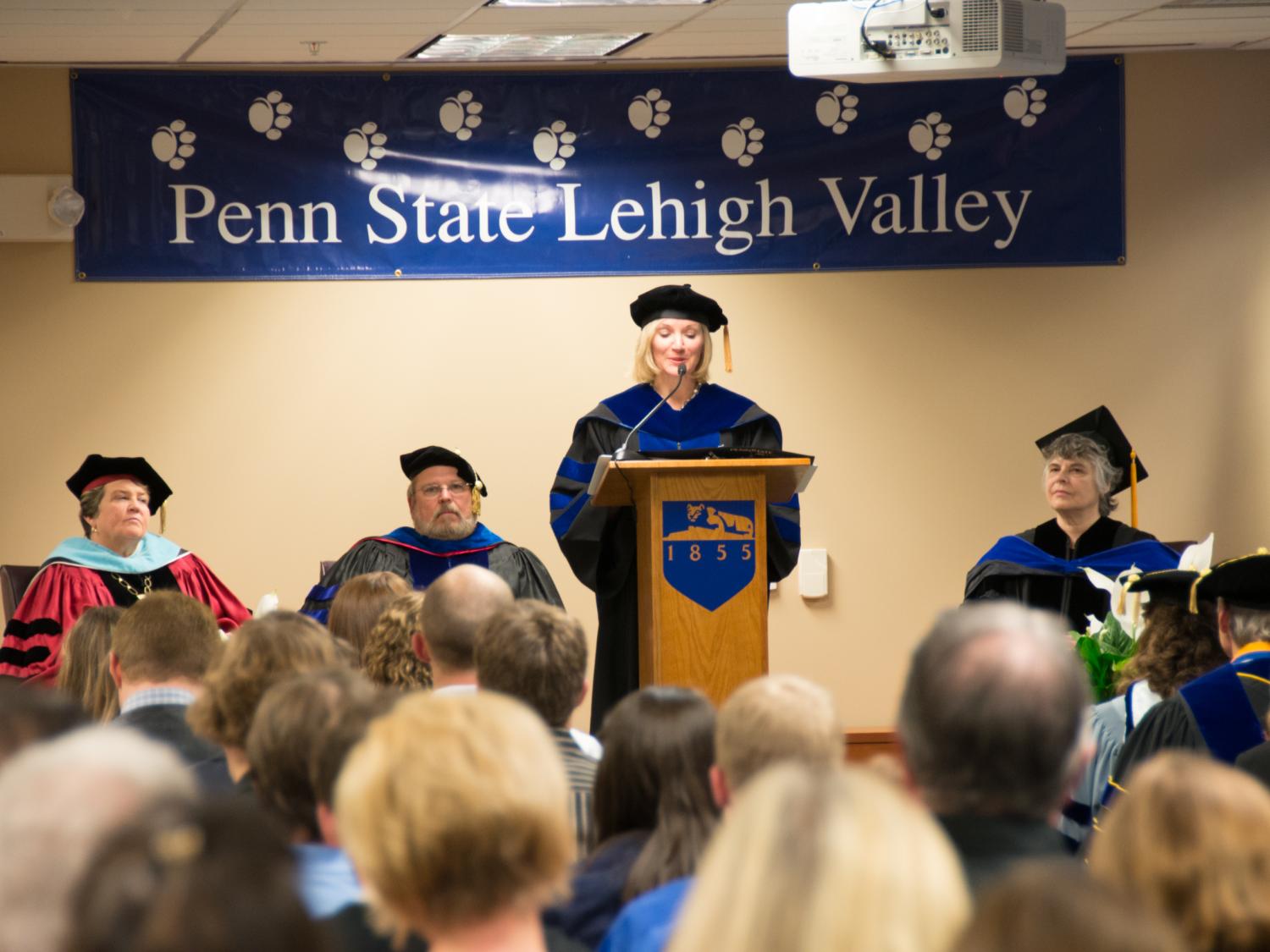 Dr. Nichola Gutgold gives the keynote address at the 2013 Penn State Lehigh Valley Honors Convocation.