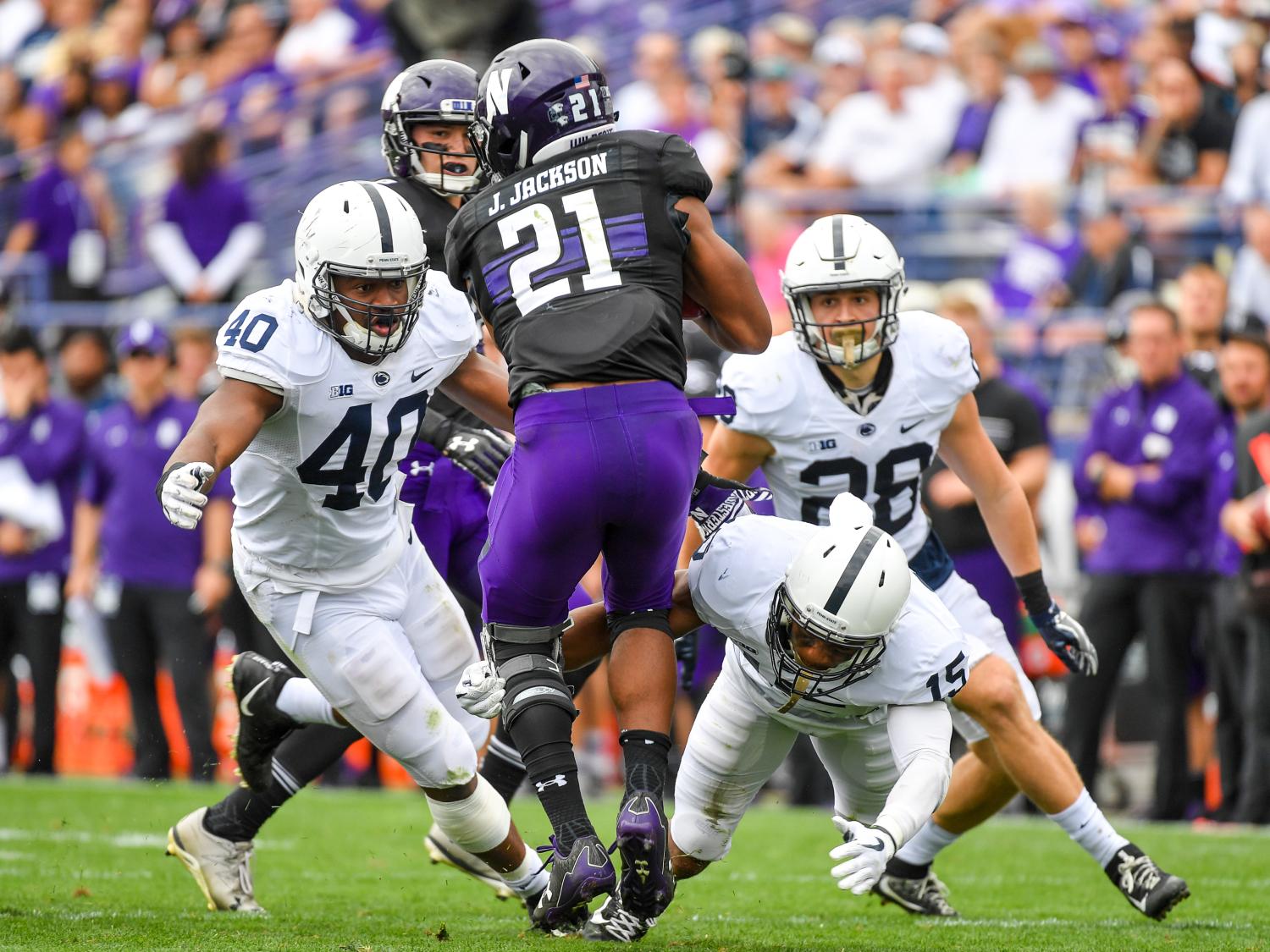Defenders surround Northwestern player