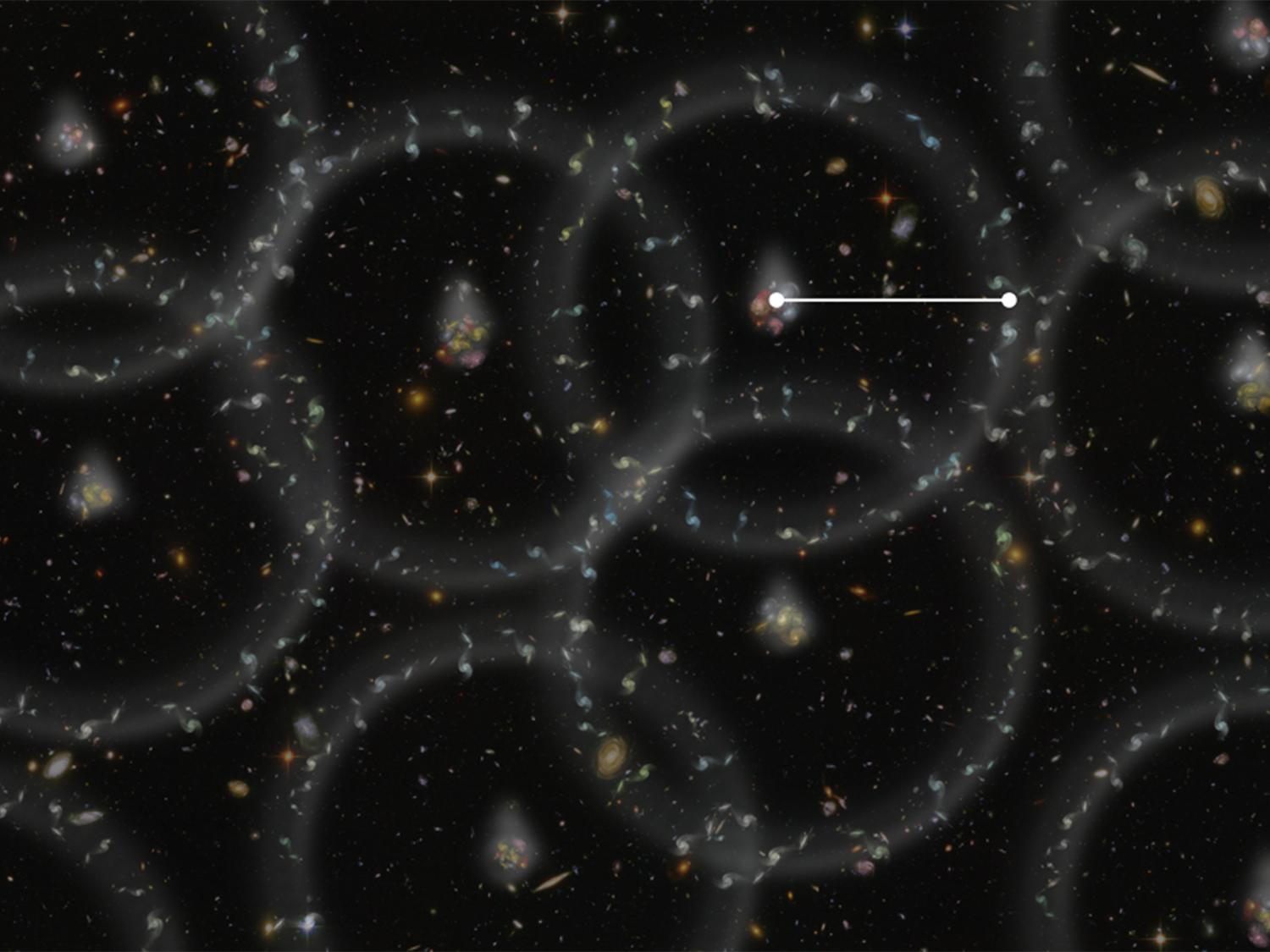 An artist's concept of the new measurement of the size of the Universe. 