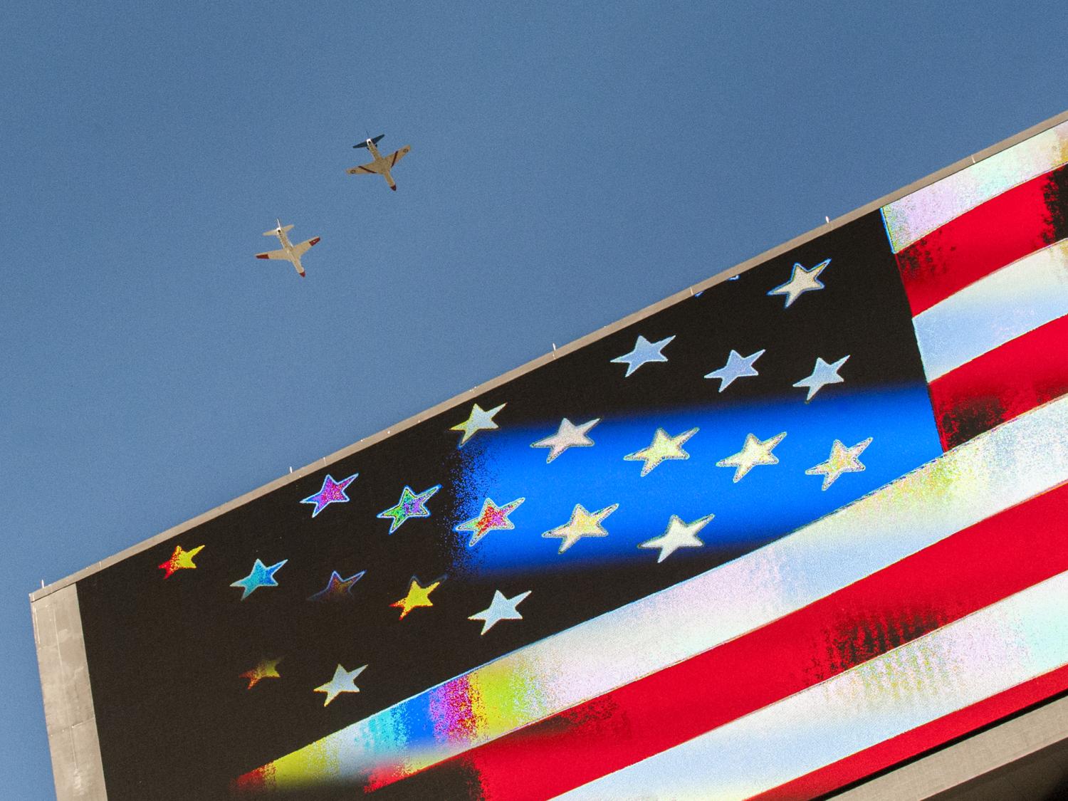 Planes fly over flag at Beaver Stadium 
