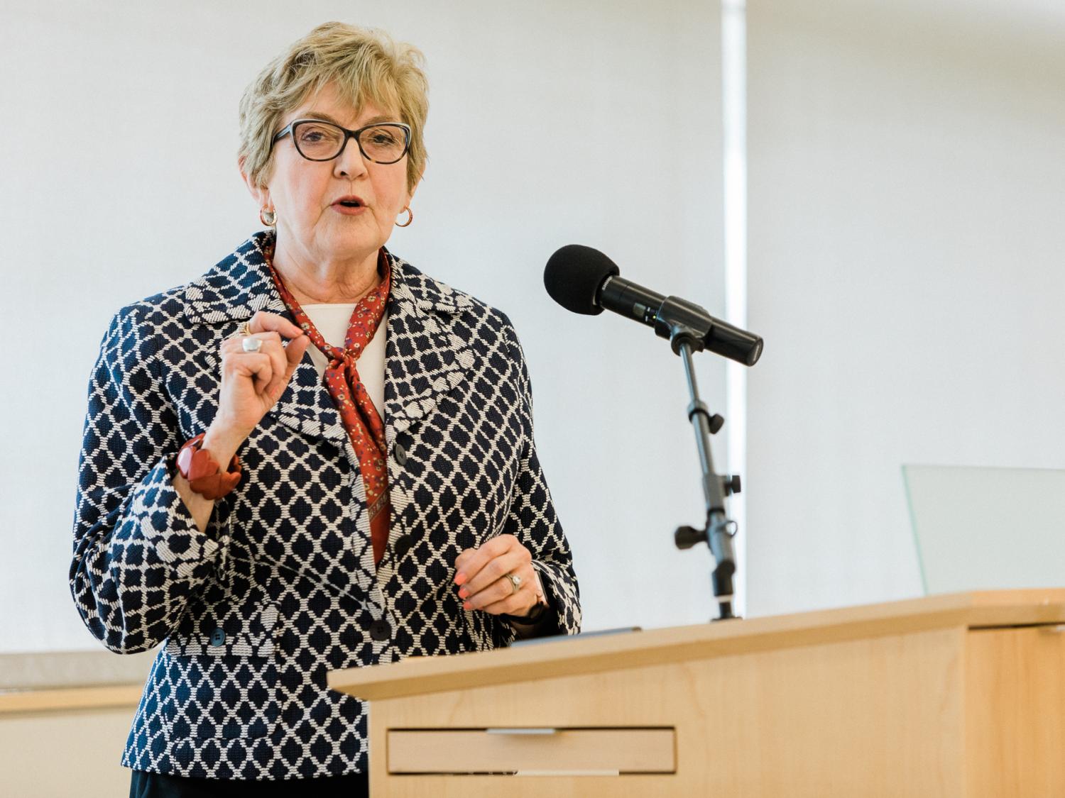 Barbara Korner speaking at APLU panel on arts and scientific research