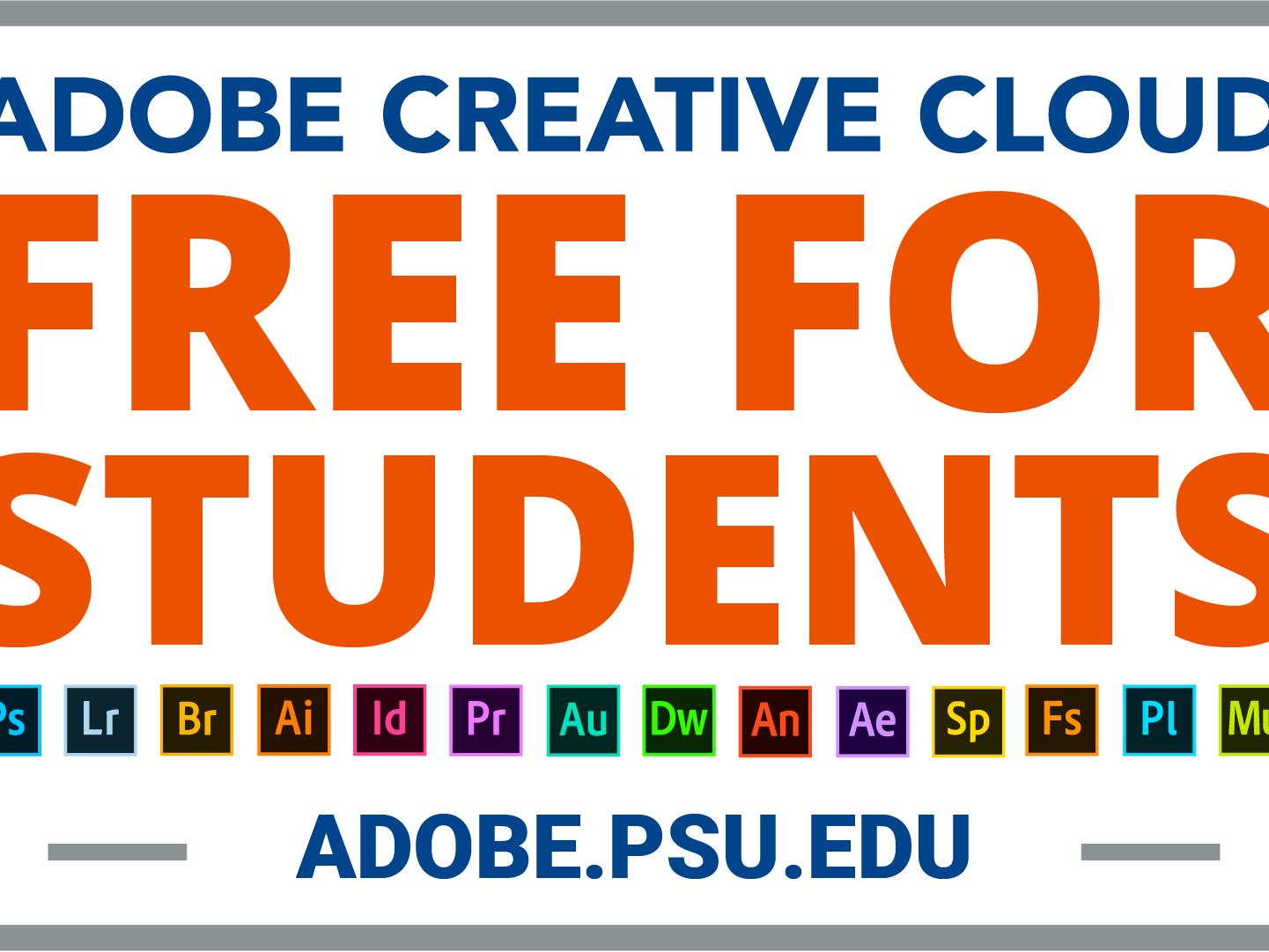 In partnership with Adobe, Penn State provides access to Adobe Creative Cloud (CC) at no additional cost to all Penn State students and faculty members. 